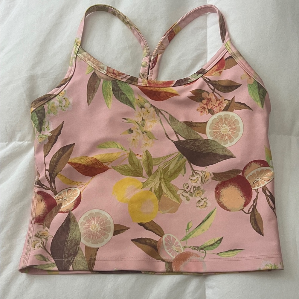 Beyond Yoga Floral Citrus Pink Crop Tank Top